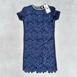 LikeFlo- Navy Lace Flower, Slim Fit, Dress, Size 7-8